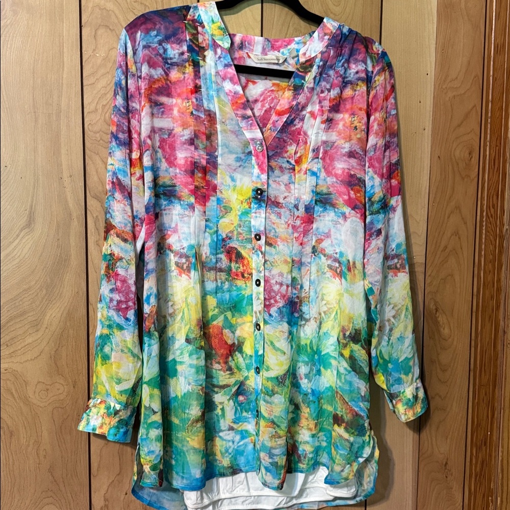 Soft Surroundings Multicolor Tie-Dye Blouse